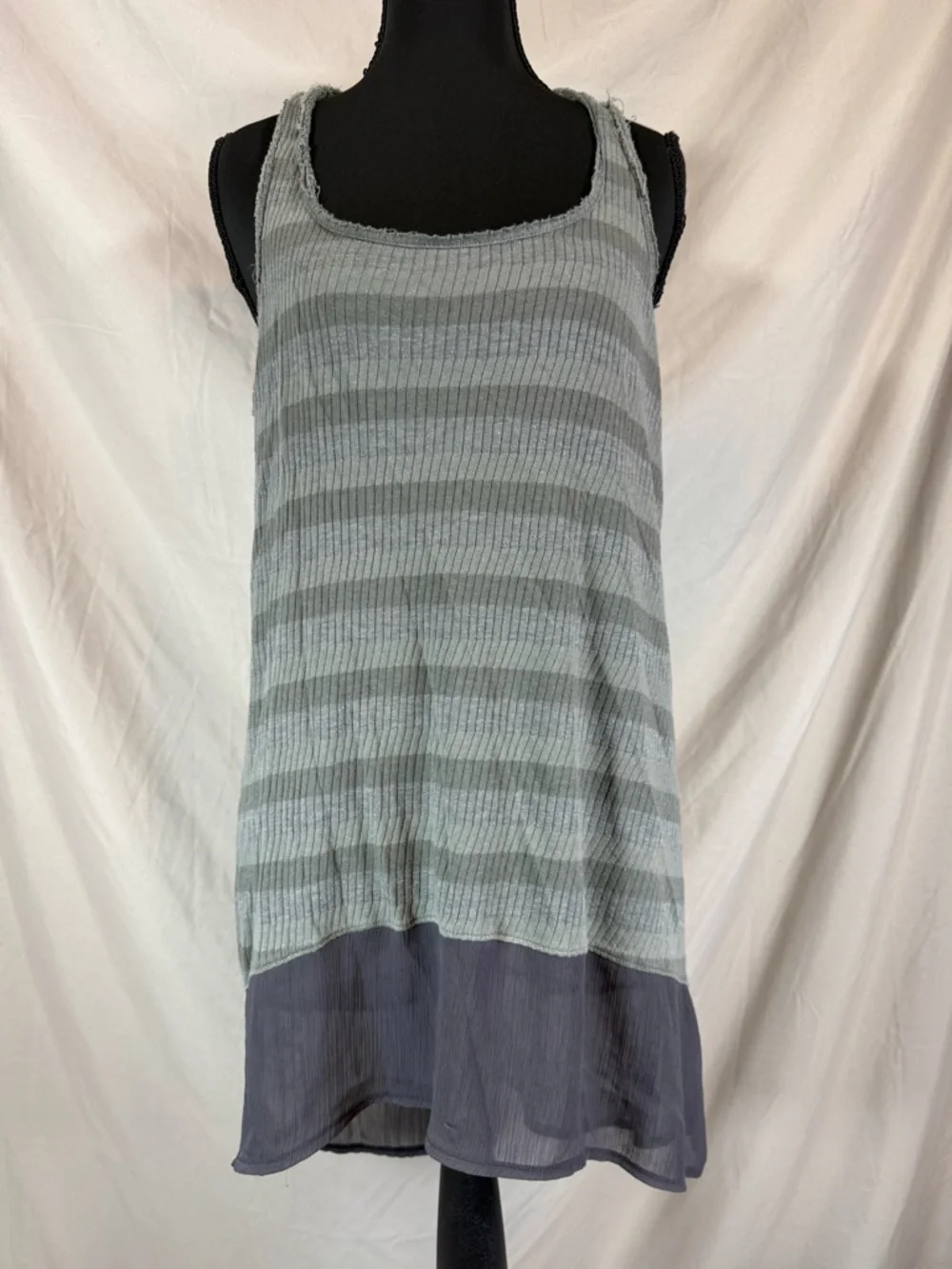 Free People We The Free Striped Sleeveless Tank - Grey/Green‎ - Medium